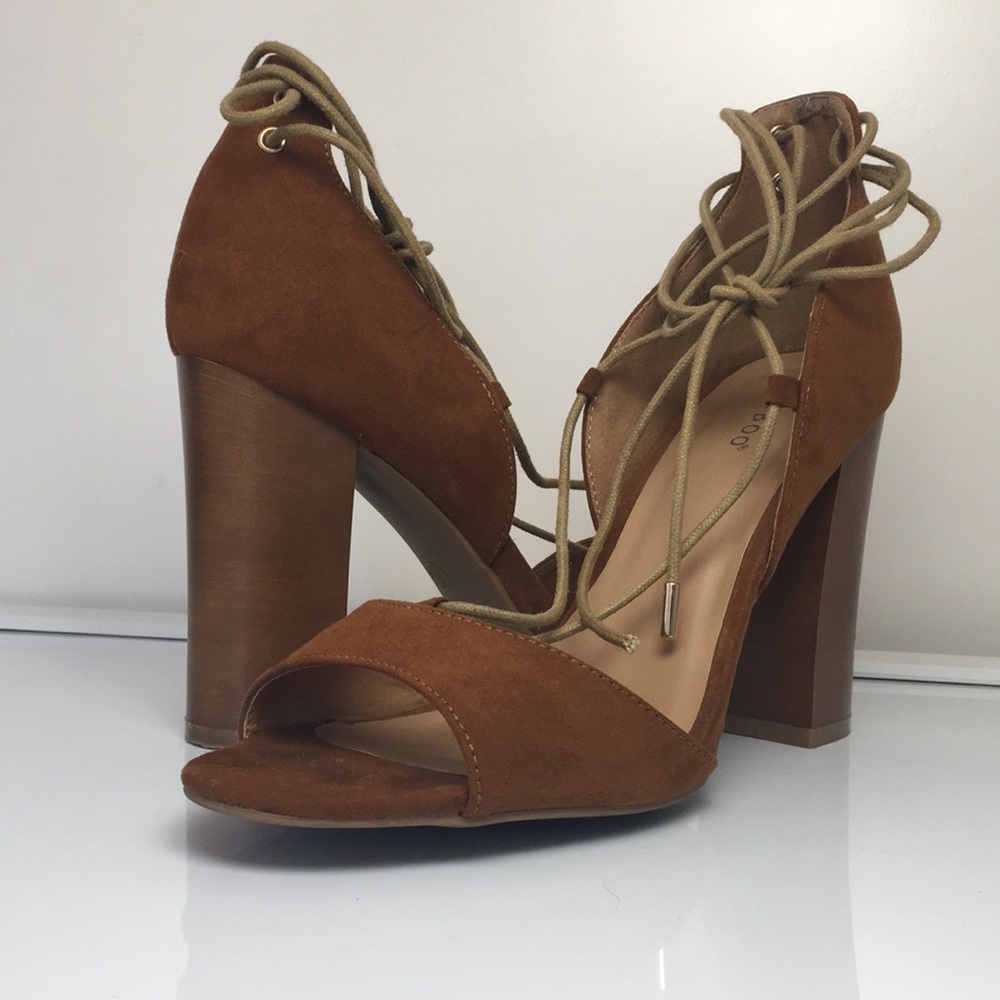 Tan Suede Strap Heels - Picture 2 of 4